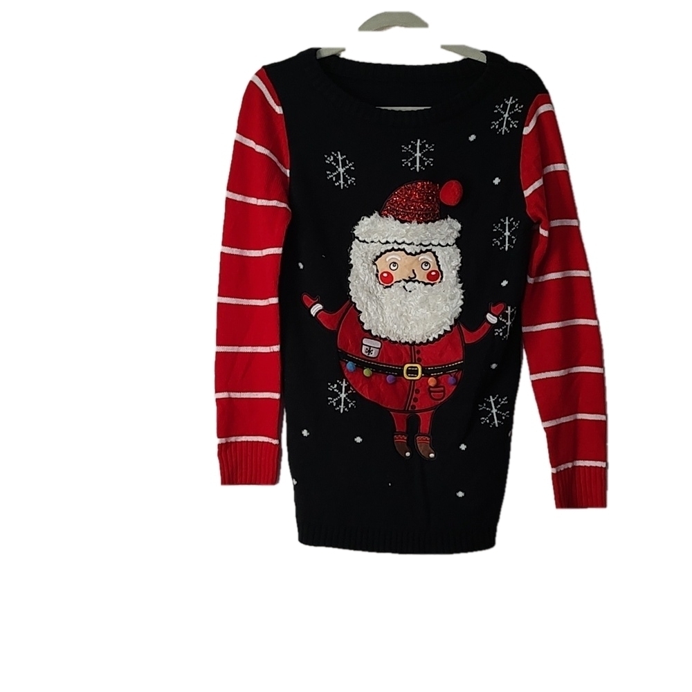 Striped Long Sleeve Santa Claus Christmas Sweater Size XS
